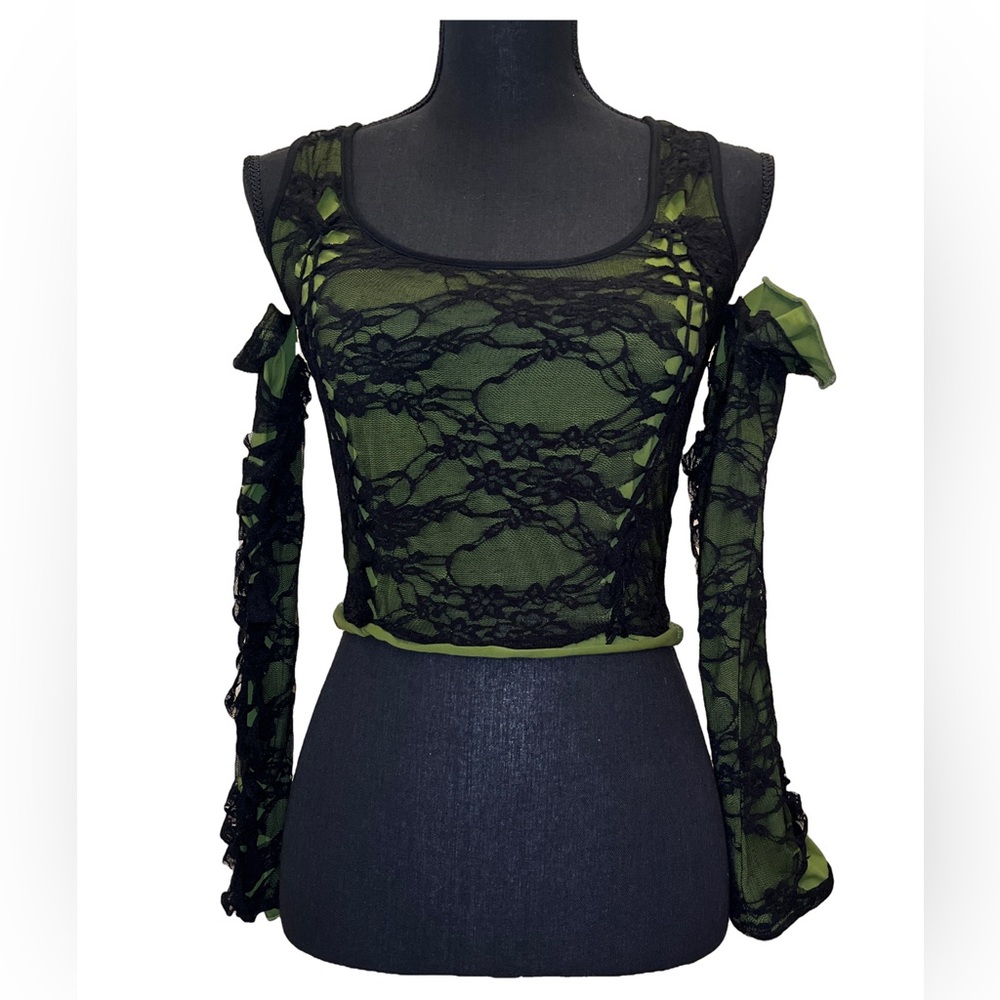 Dolls Kill / Current Mood Gothic Rave Y2K Grunge Tank Top with Sleeves